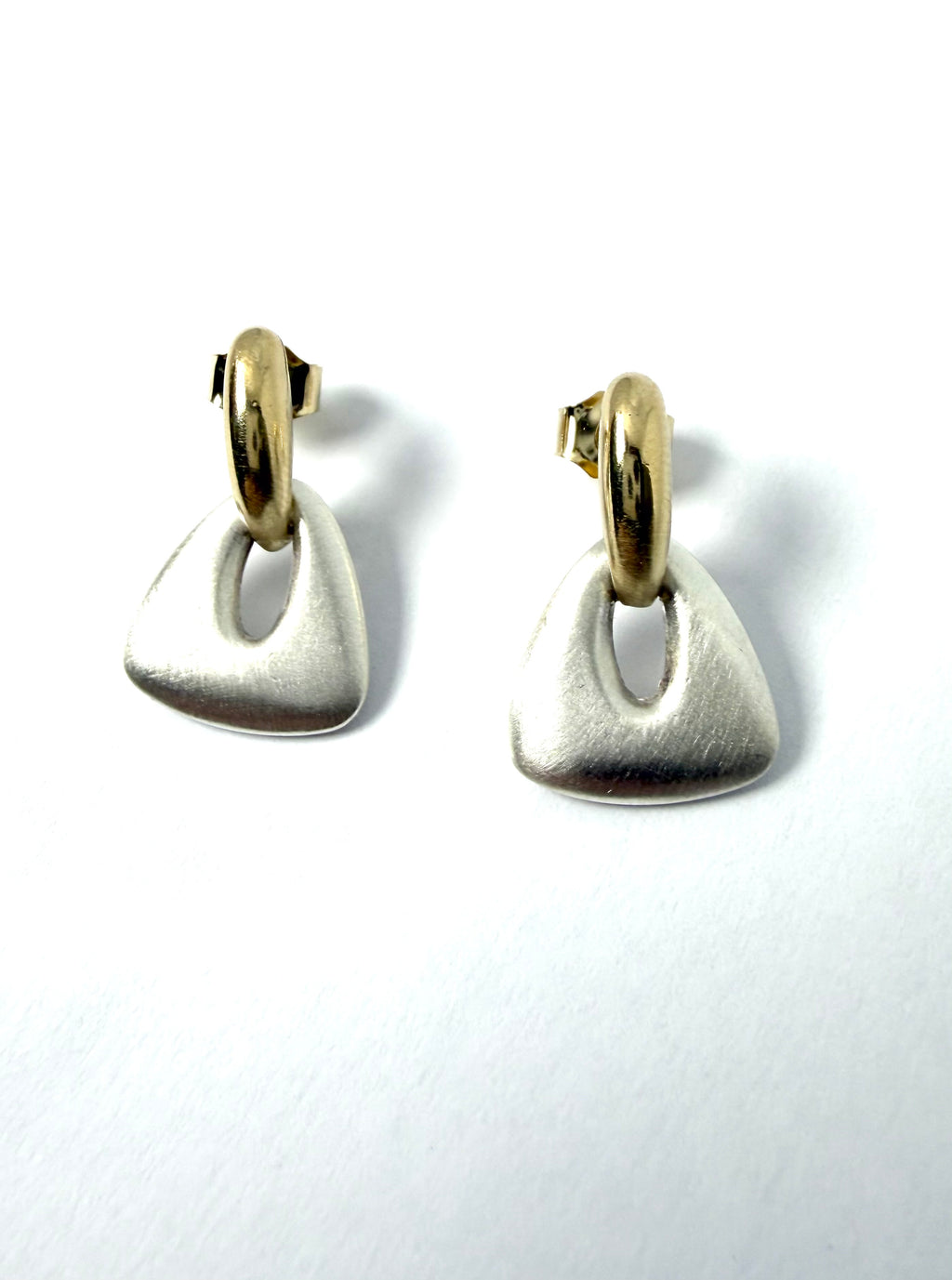 9ct yellow gold and silver earrings