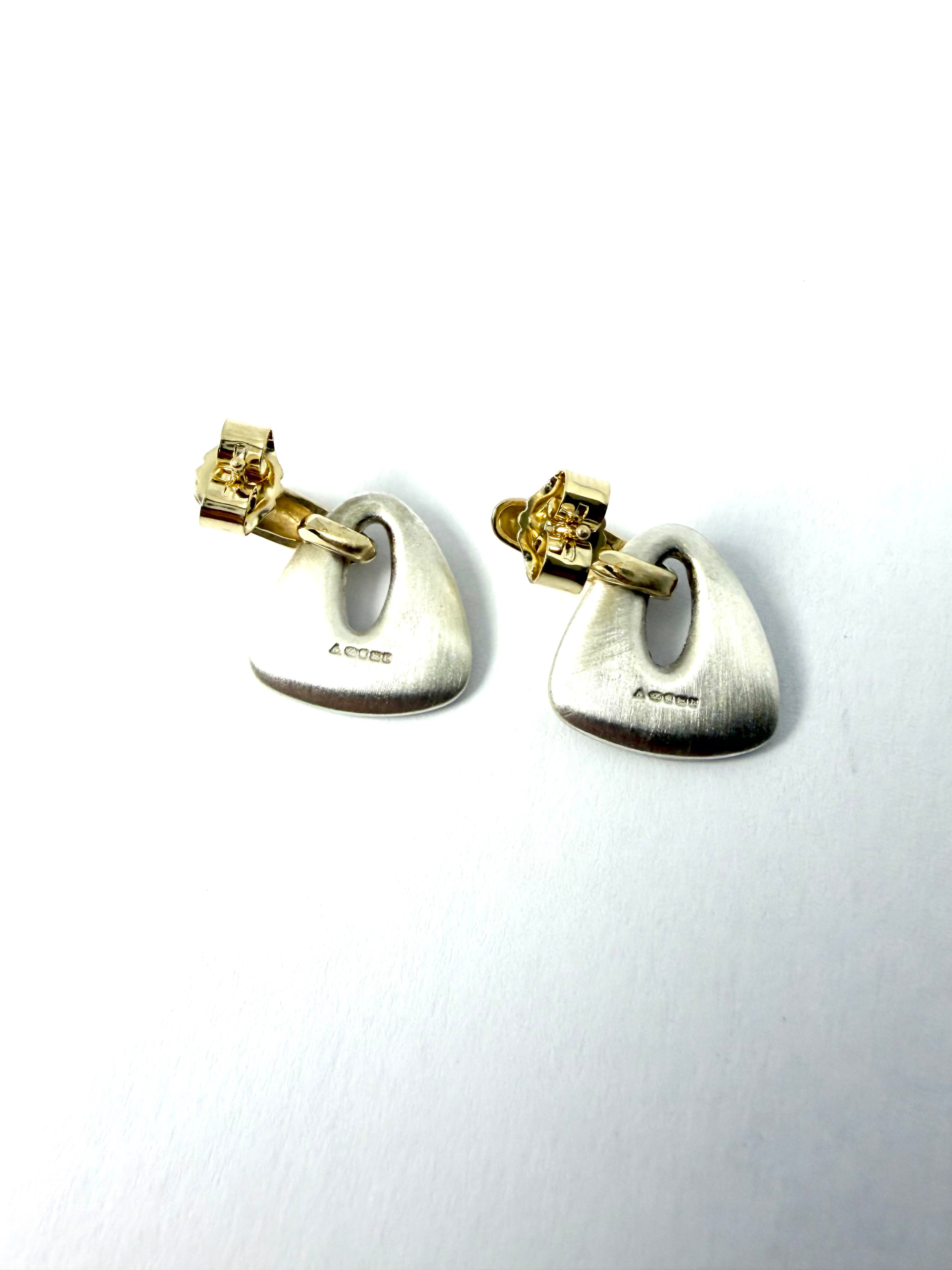 9ct yellow gold and silver earrings