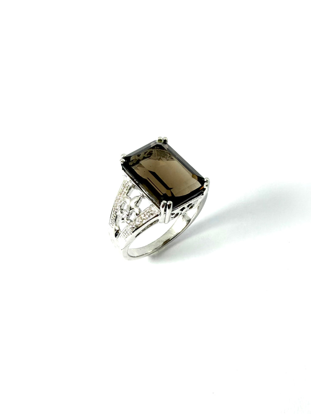 Silver emerald cut ring