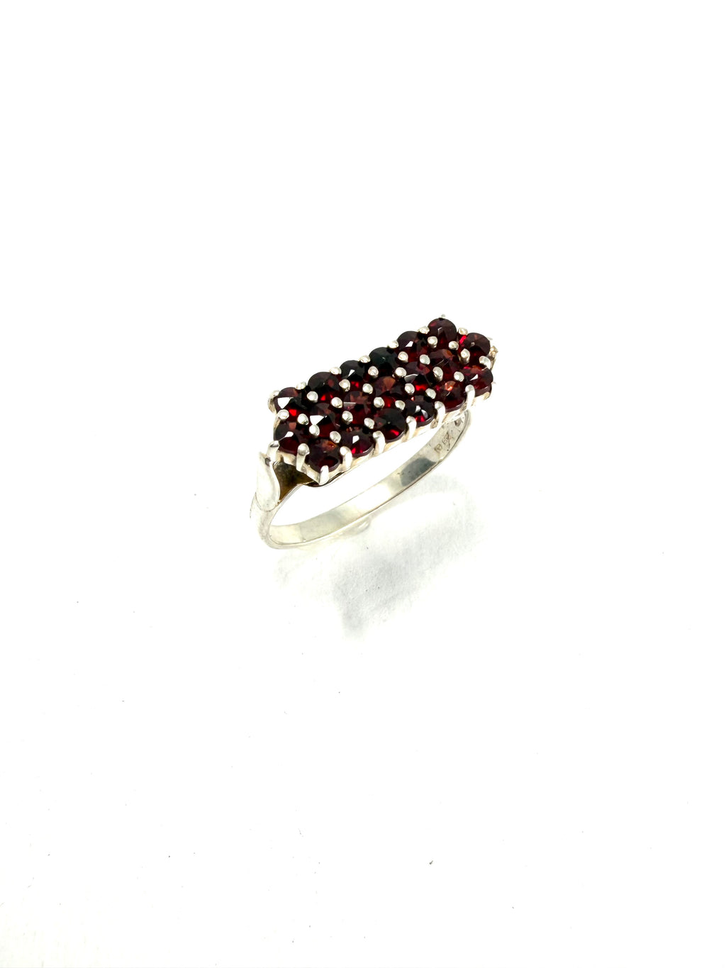 Silver garnet cluster ring