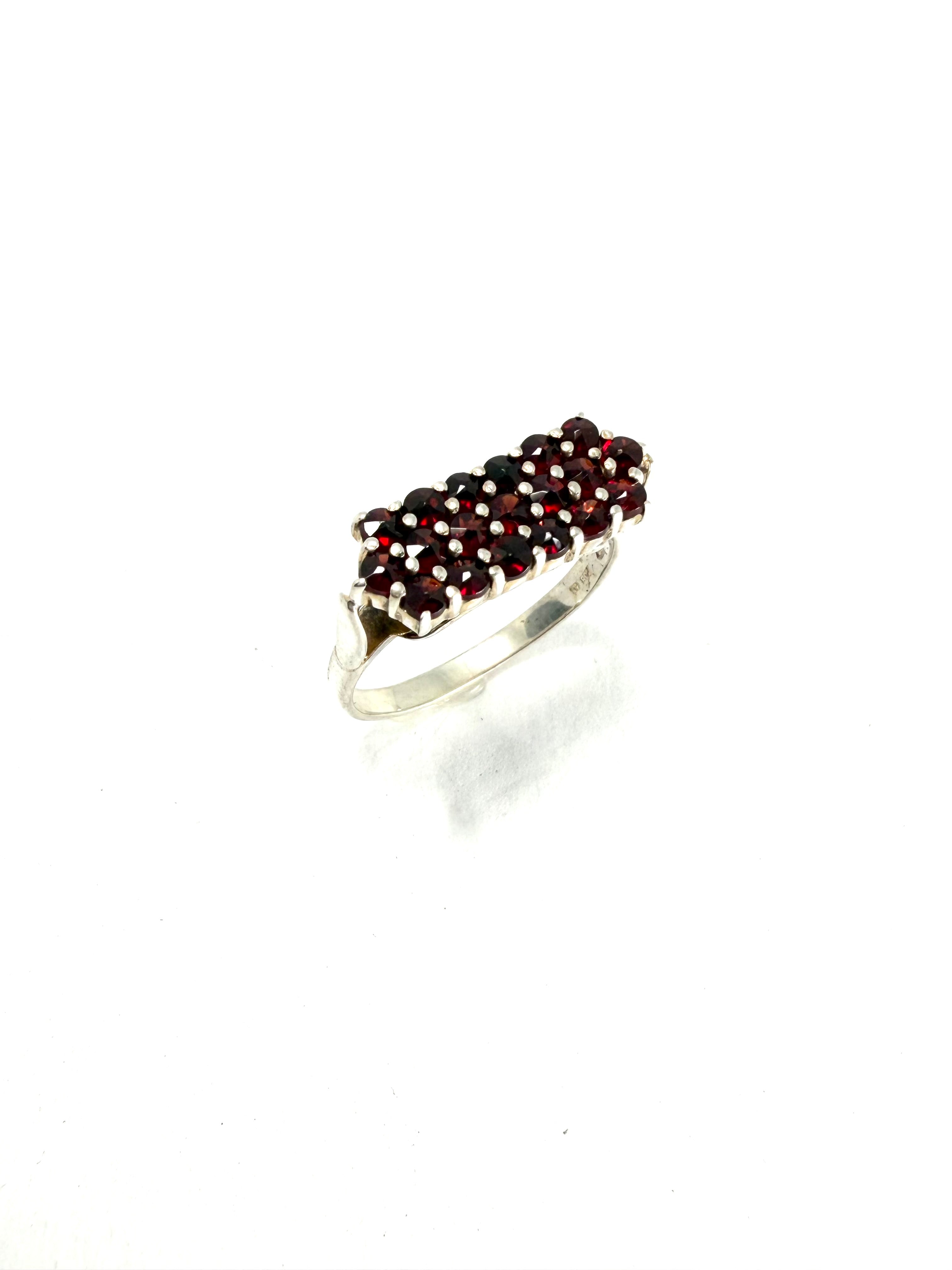 Silver garnet cluster ring