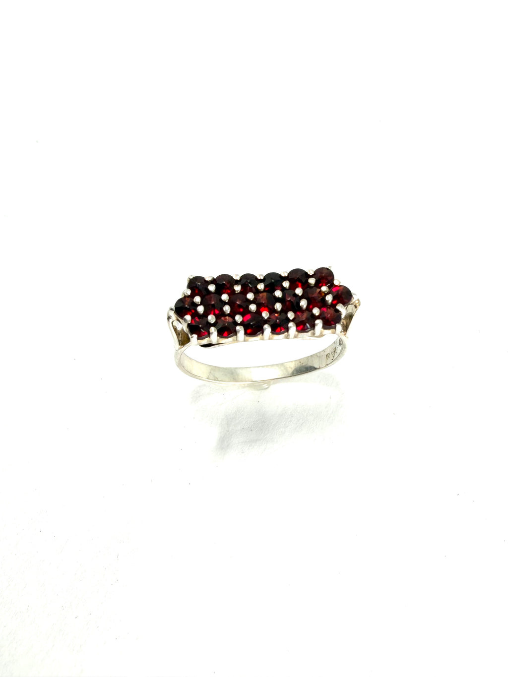 Silver garnet cluster ring