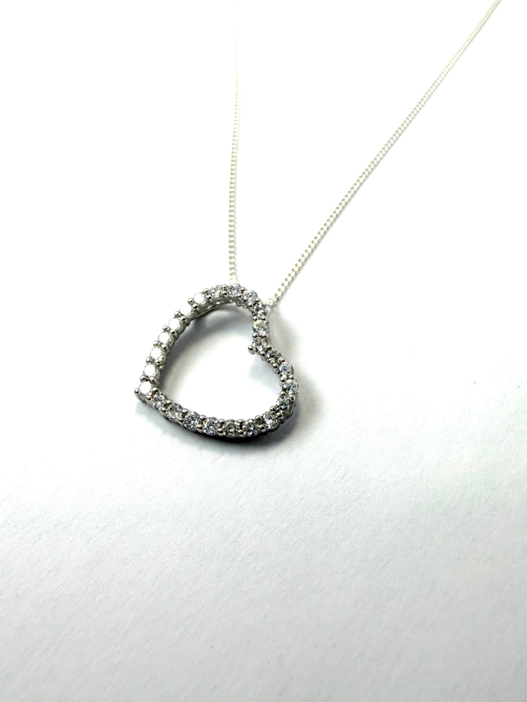 Silver cubic zirconia heart pendant and necklace
