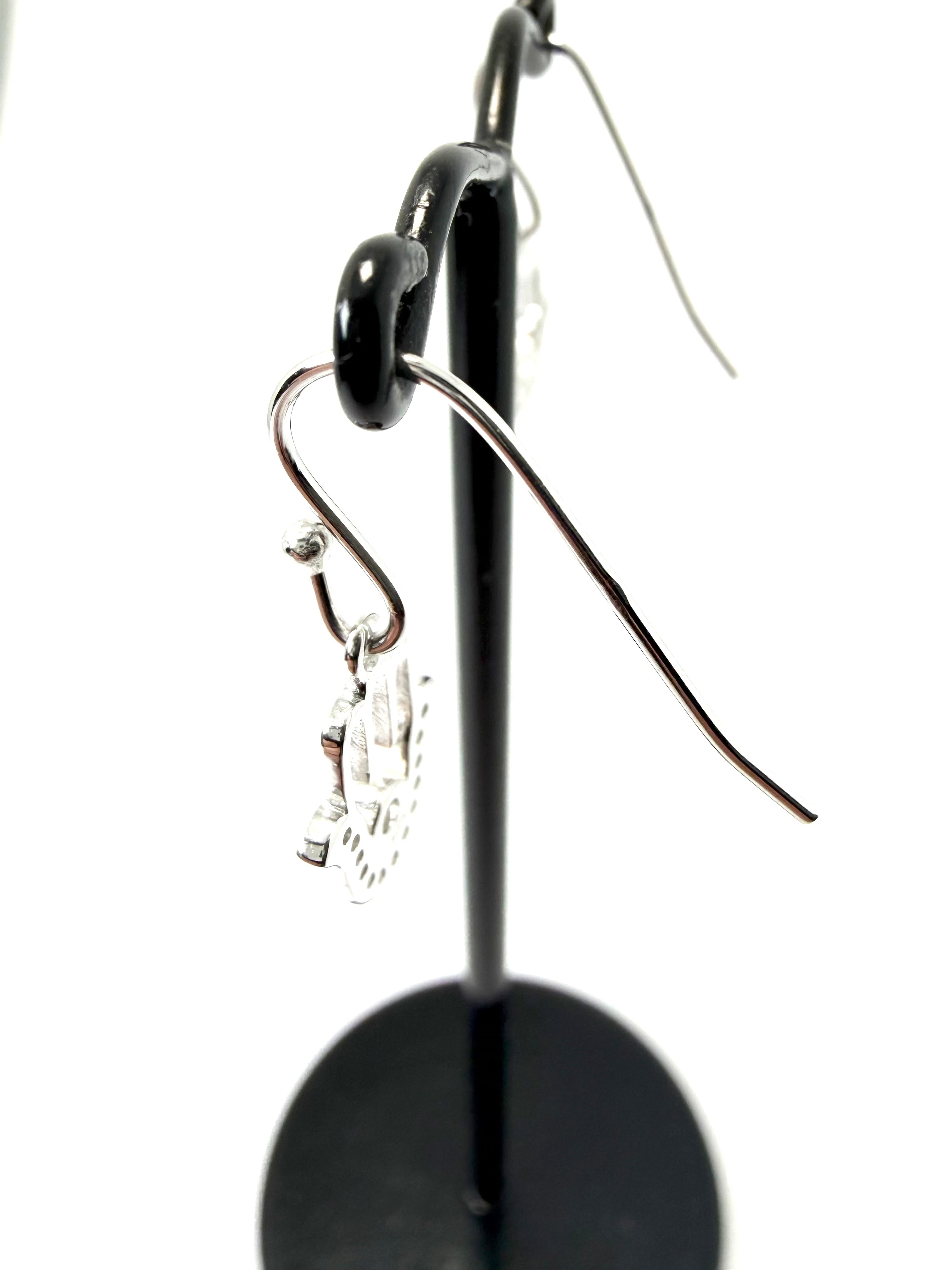 Silver cubic zirconia hamsa hand earrings
