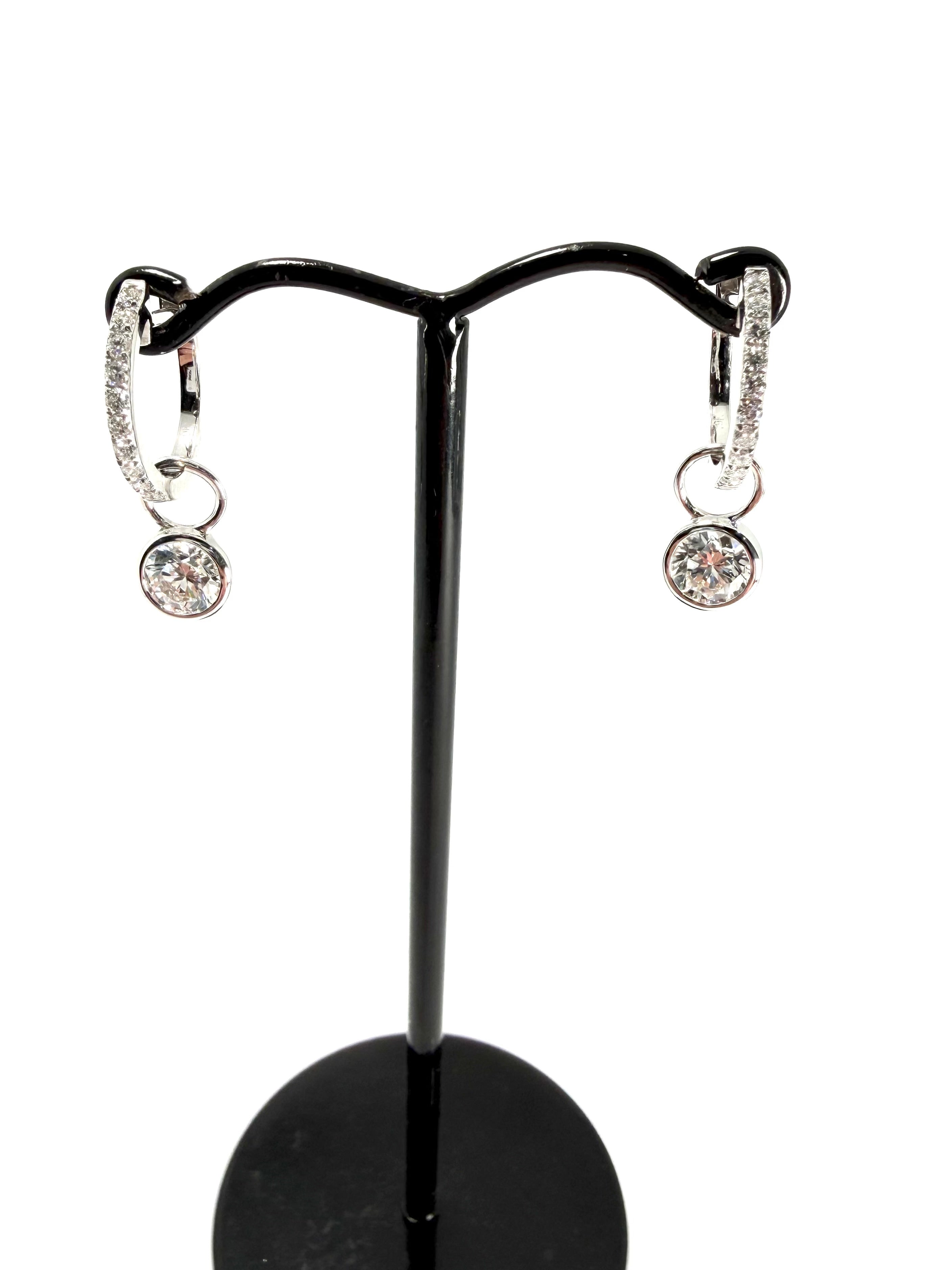 9ct 1.25ct lab diamond huggies with a lab diamond drop