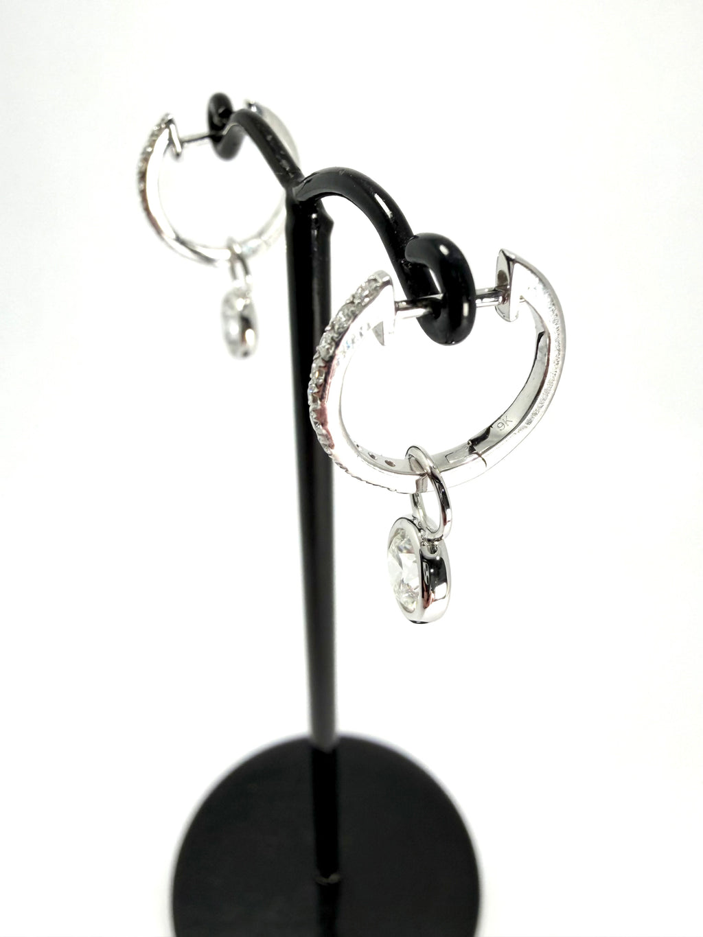 9ct 1.25ct lab diamond huggies with a lab diamond drop
