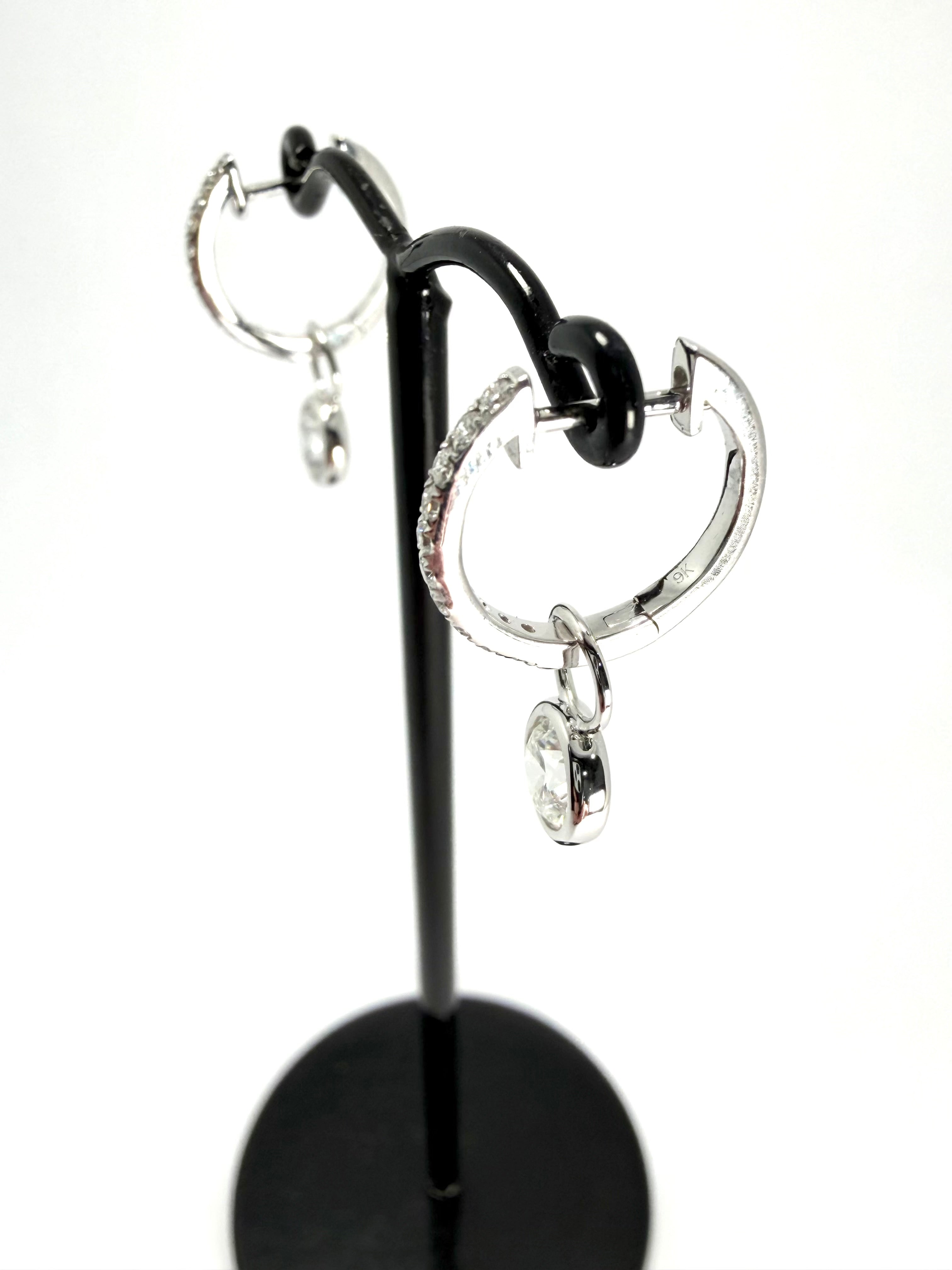 9ct 1.25ct lab diamond huggies with a lab diamond drop