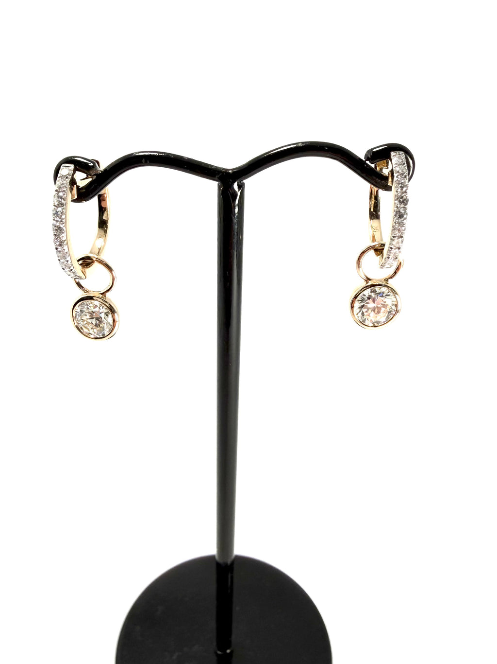 9ct 1.27ct lab diamond huggies with a lab diamond drop