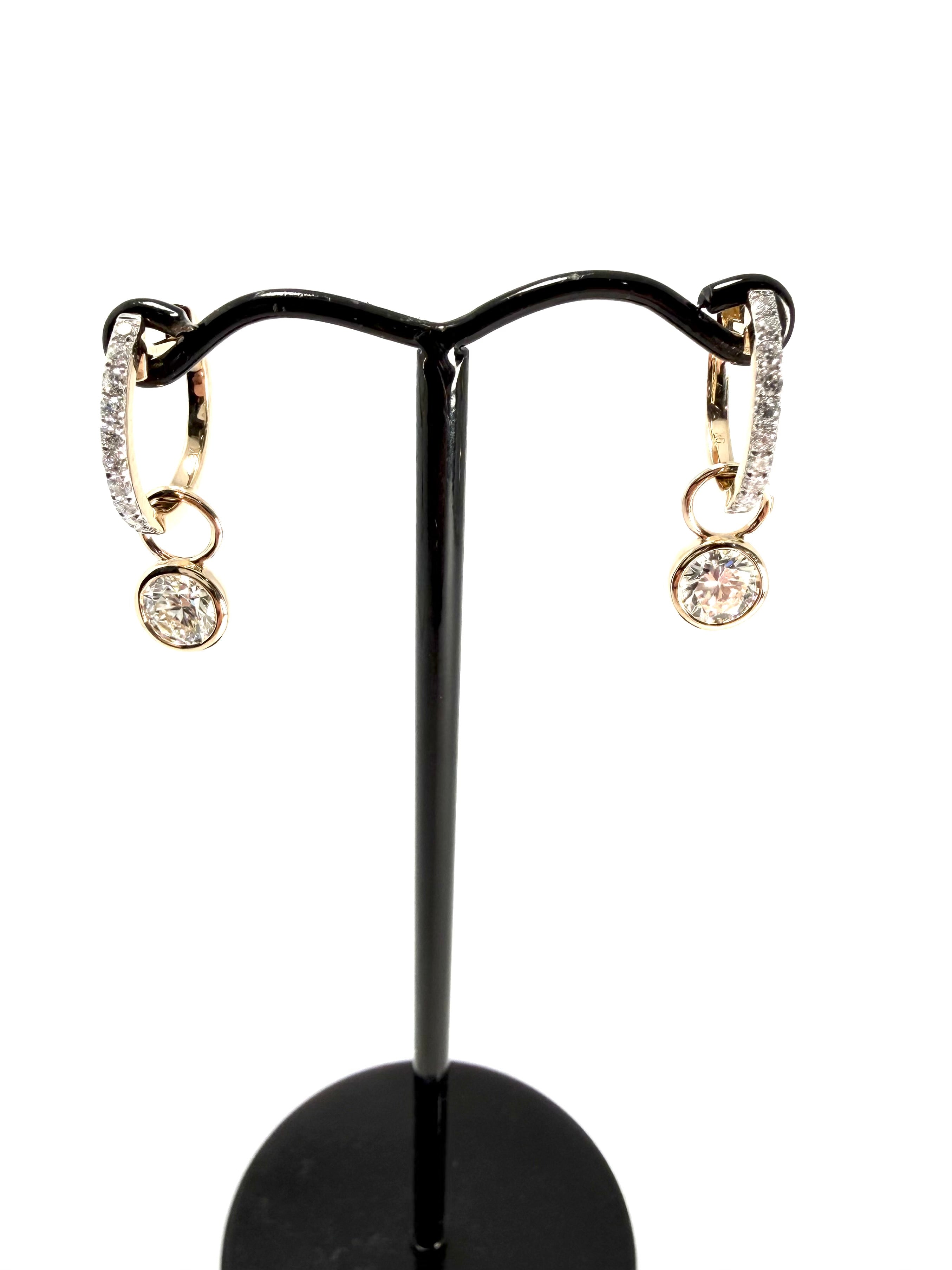9ct 1.27ct lab diamond huggies with a lab diamond drop