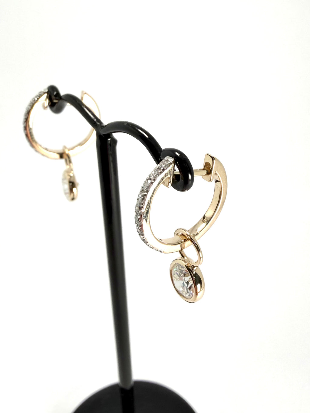 9ct 1.27ct lab diamond huggies with a lab diamond drop