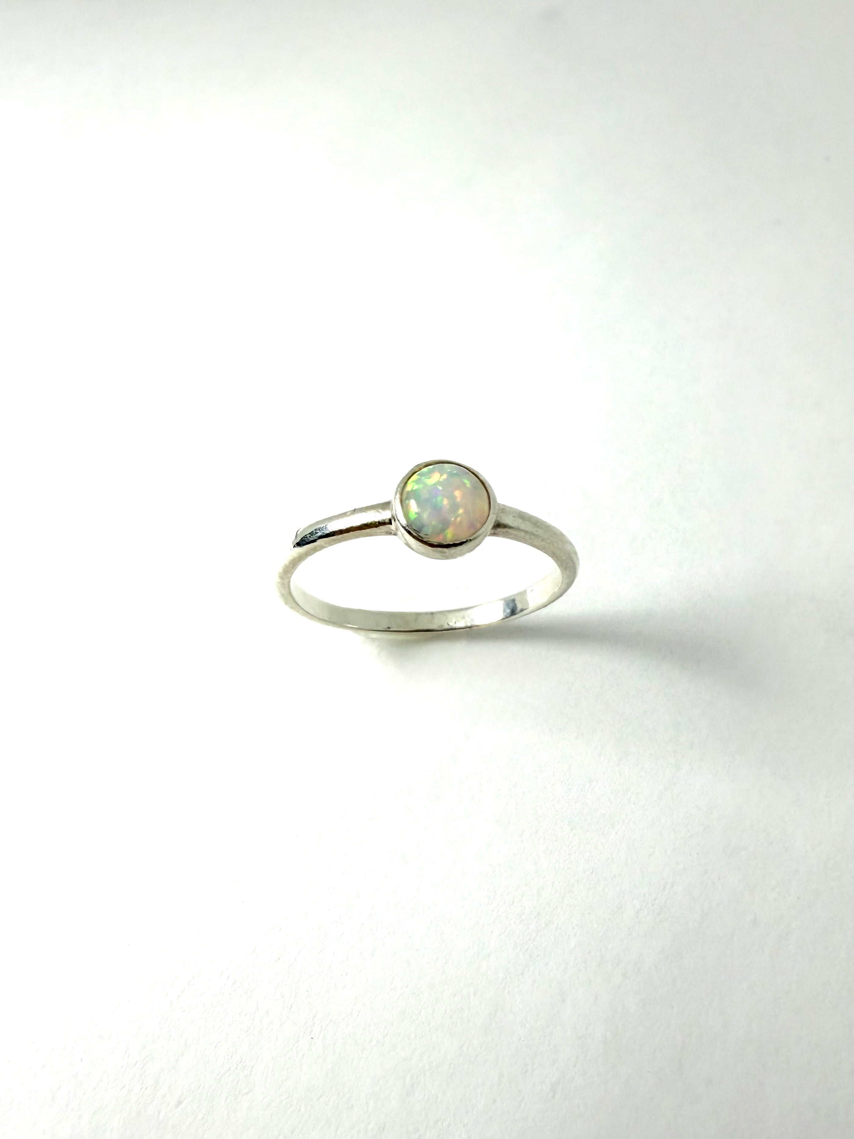 Silver lab opal ring