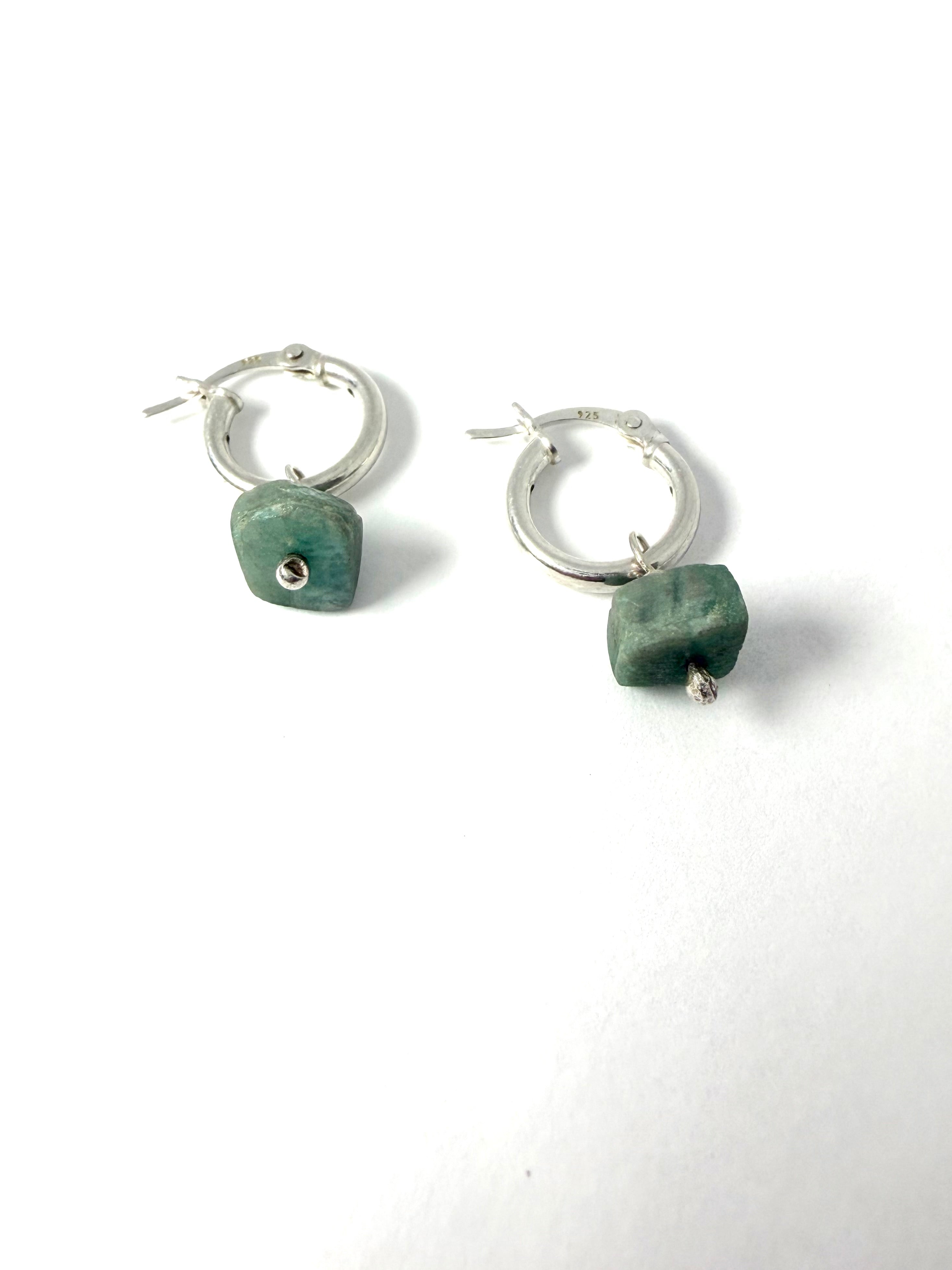 Silver larimar gemstone earrings