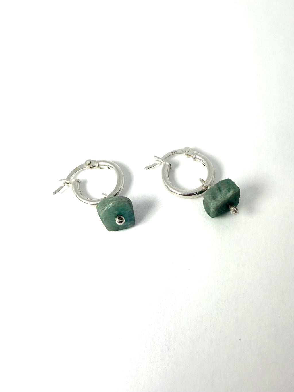 Silver larimar gemstone earrings
