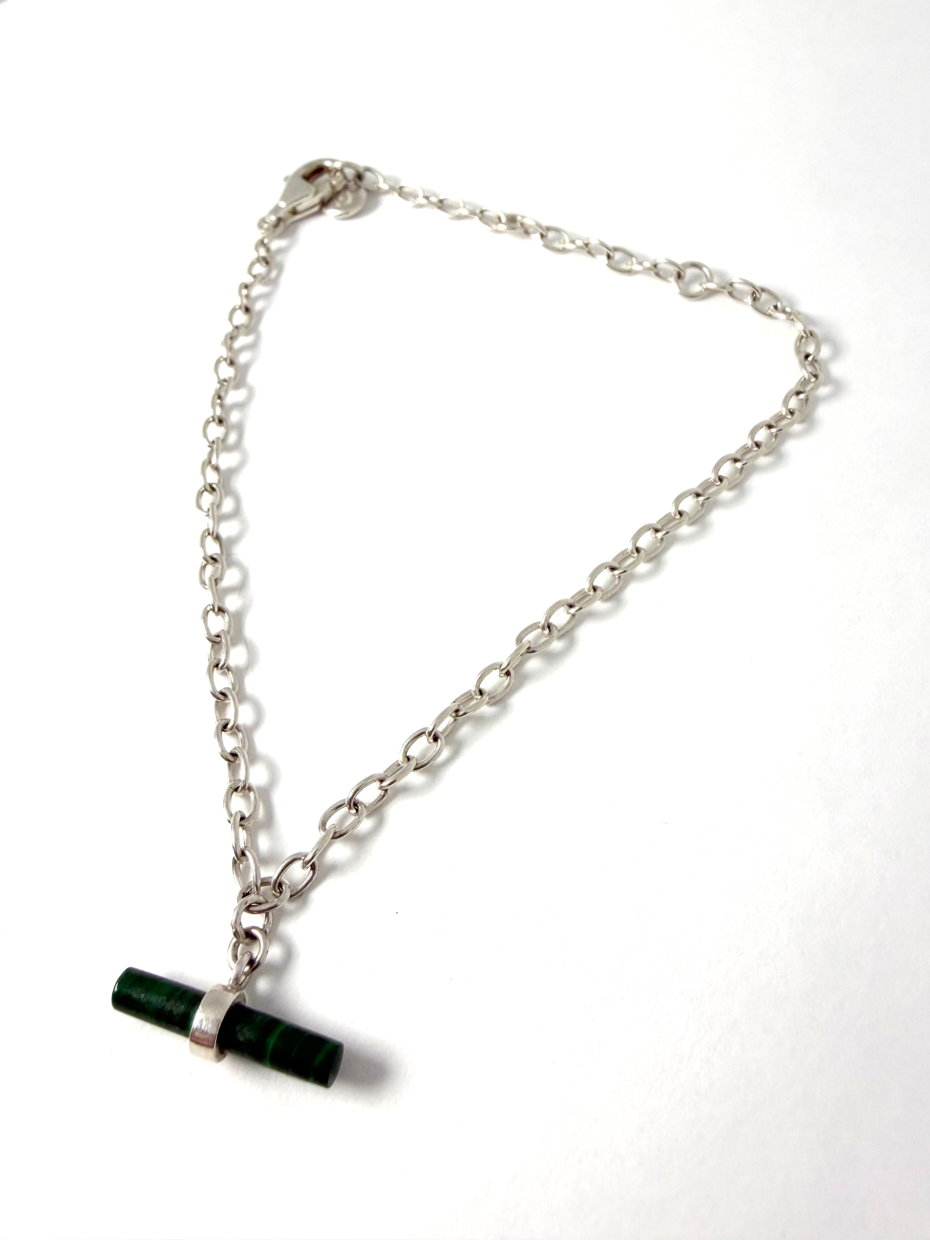 Silver malachite bracelet