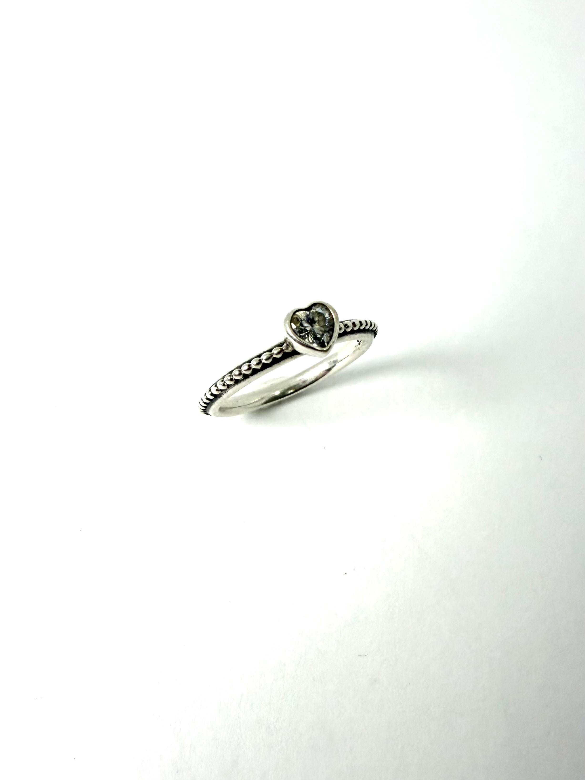 Silver pandora elevated heart ring
