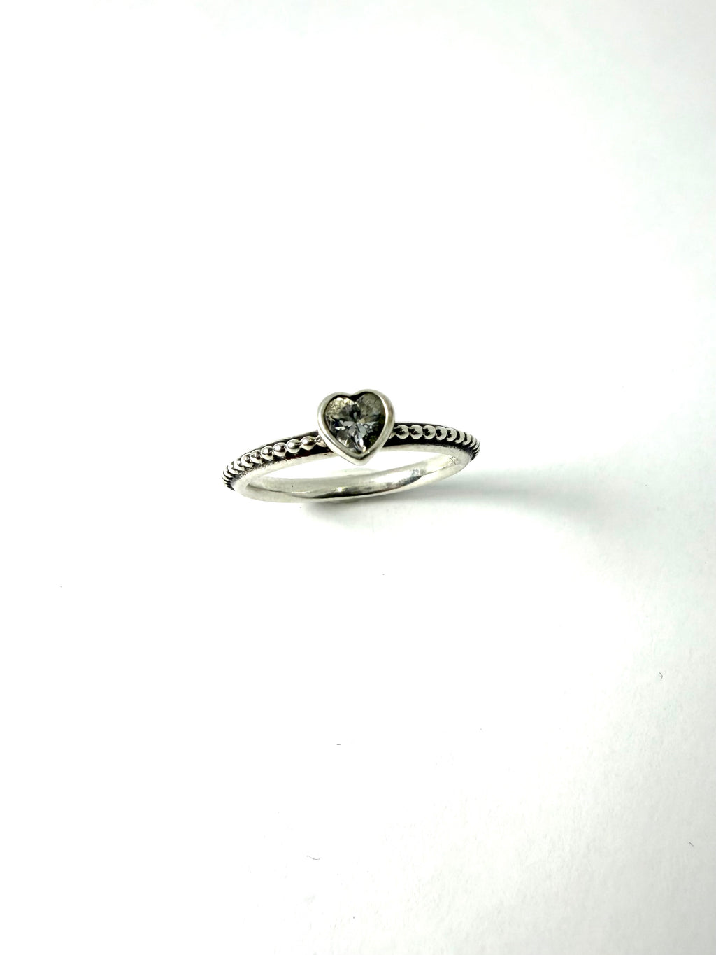 Silver pandora elevated heart ring