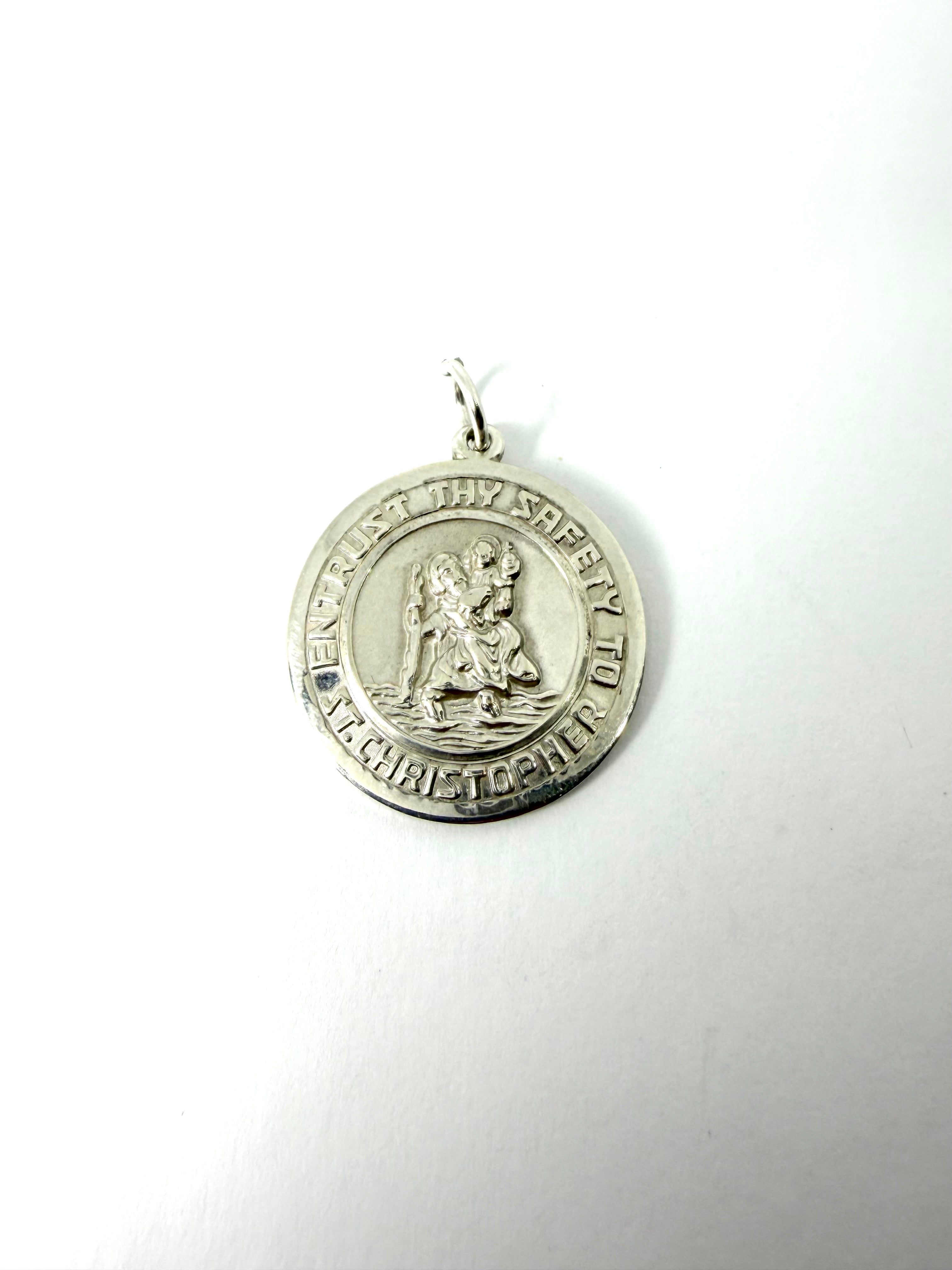 Silver st christopher pendant