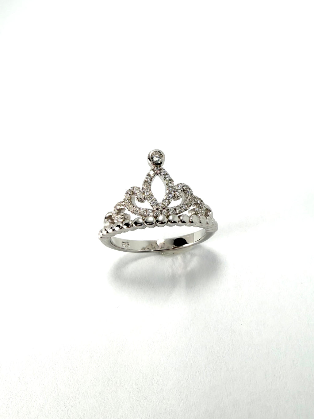 Silver cubic zirconia tiara crown ring