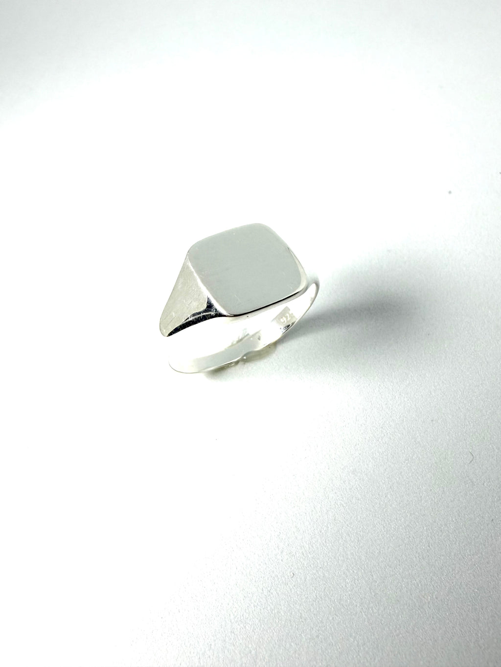 Silver cushion shape signet ring