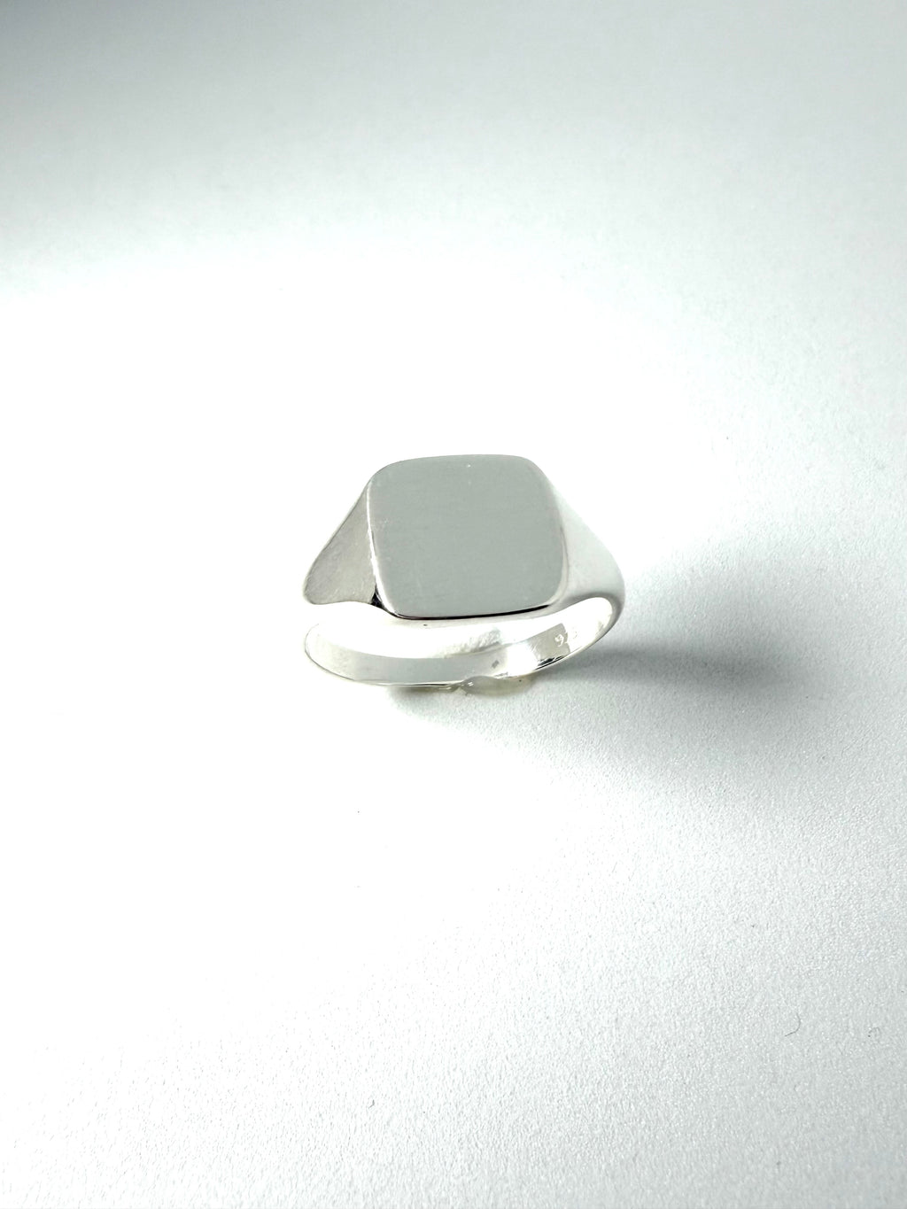 Silver cushion shape signet ring