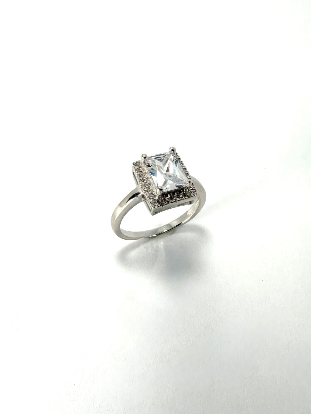 Silver cubic zirconia halo ring