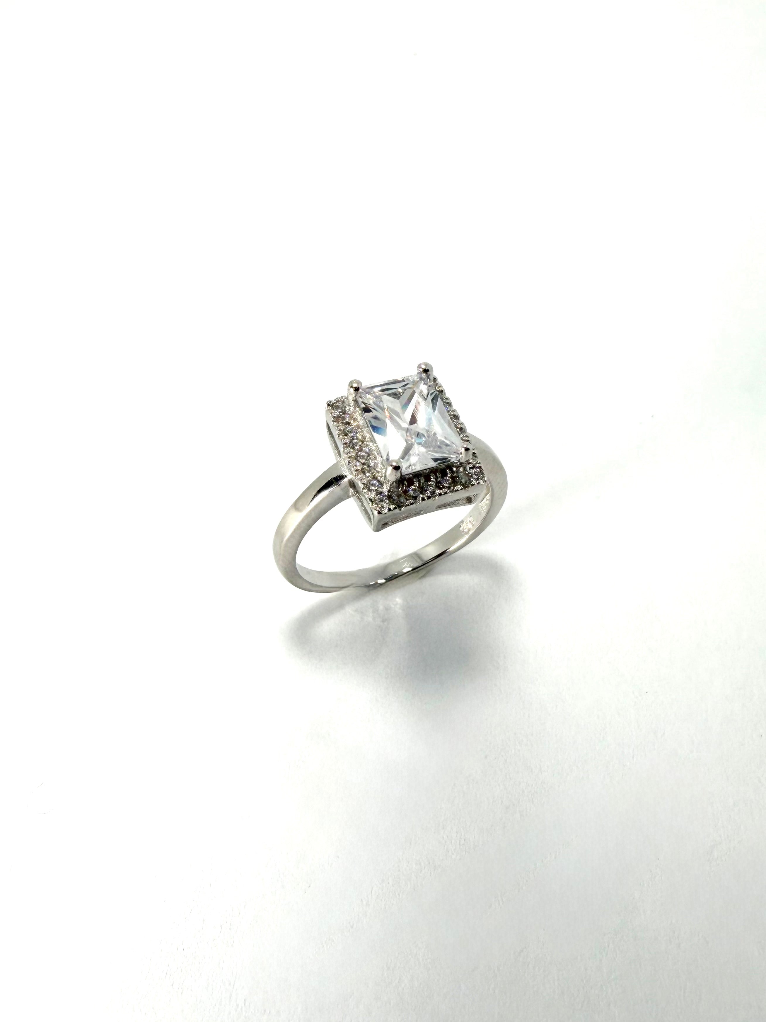 Silver cubic zirconia halo ring