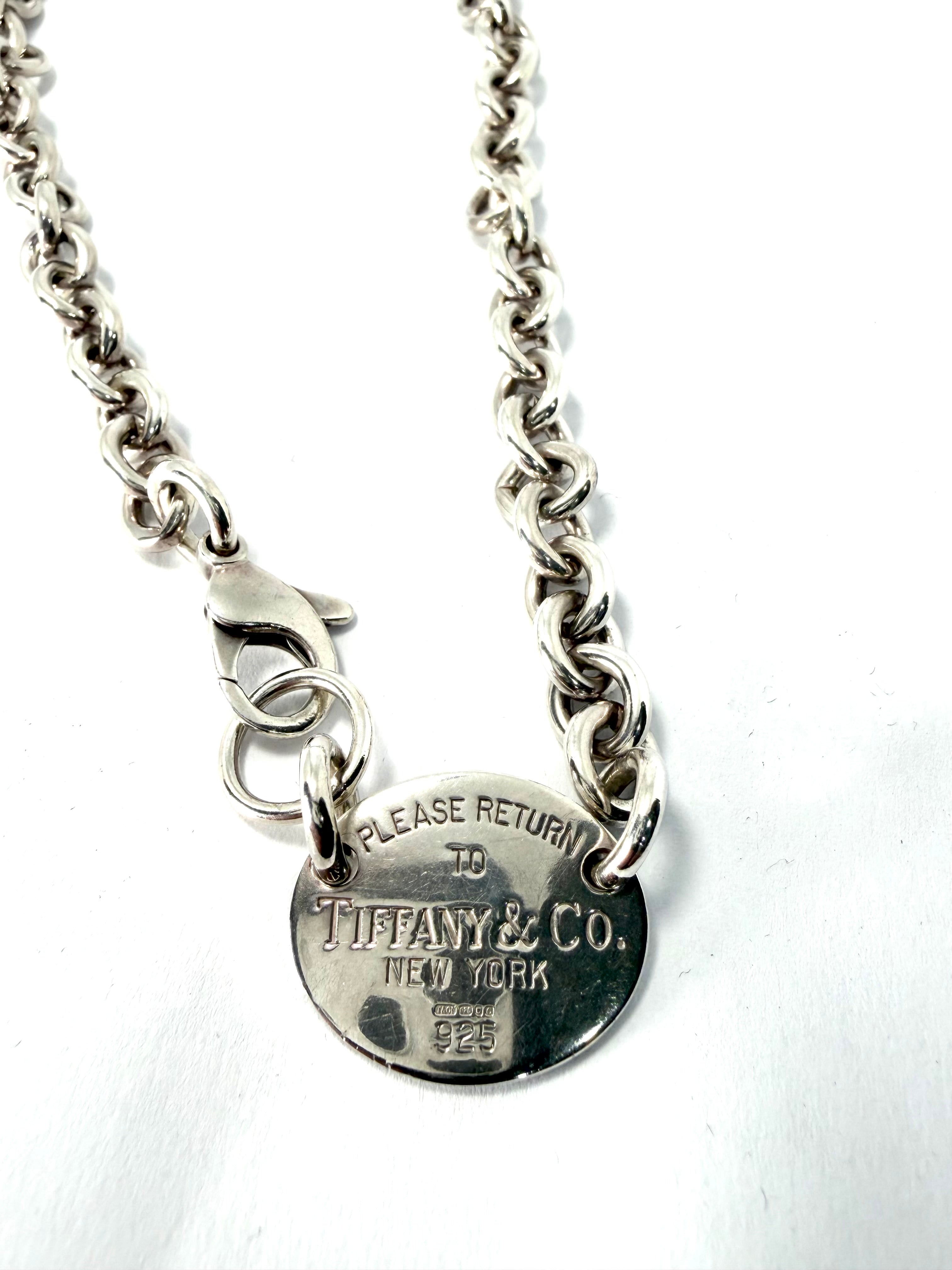 Original tiffany & co oval tag sterling silver necklace