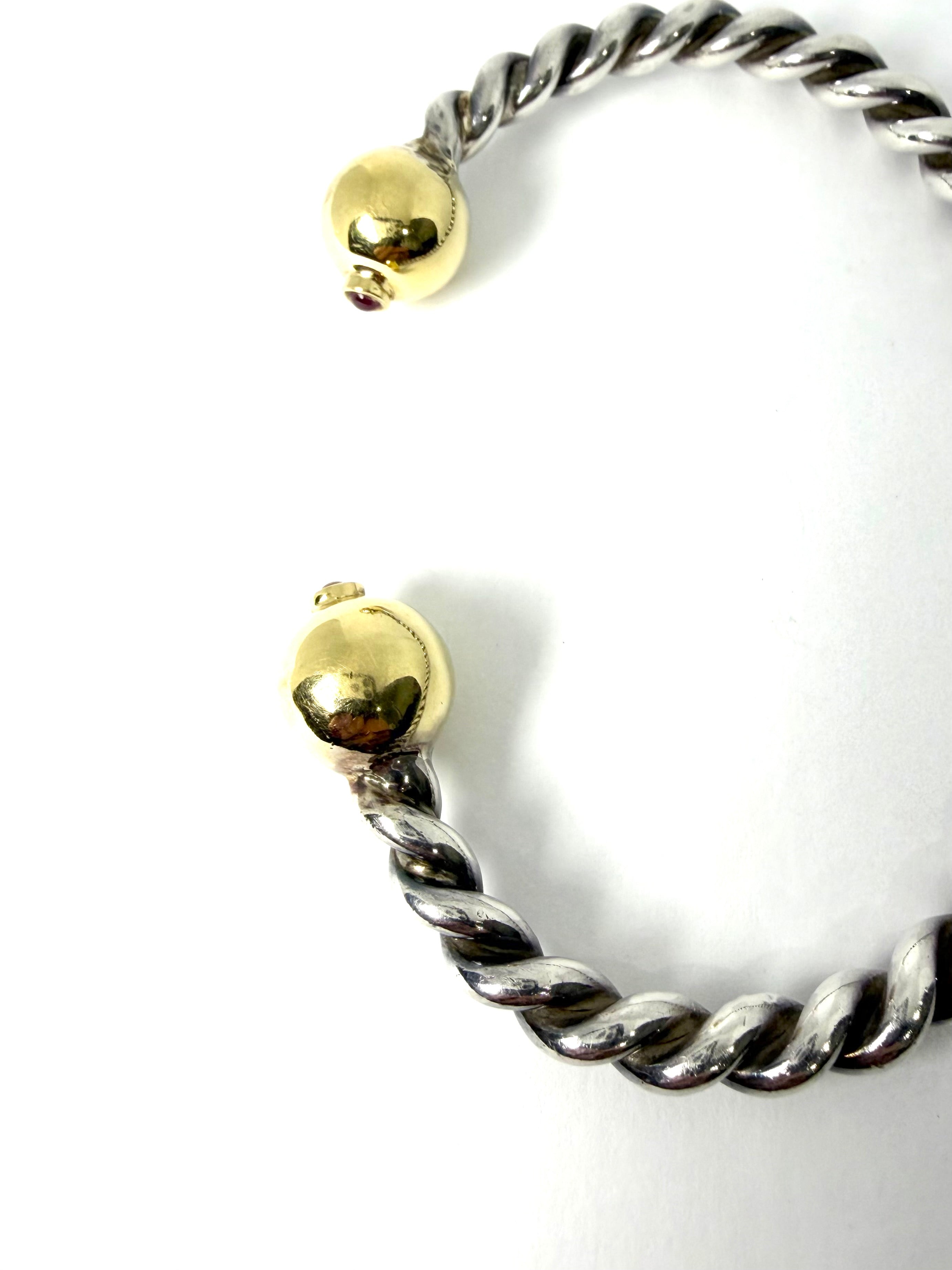 Designer silver torq bangle