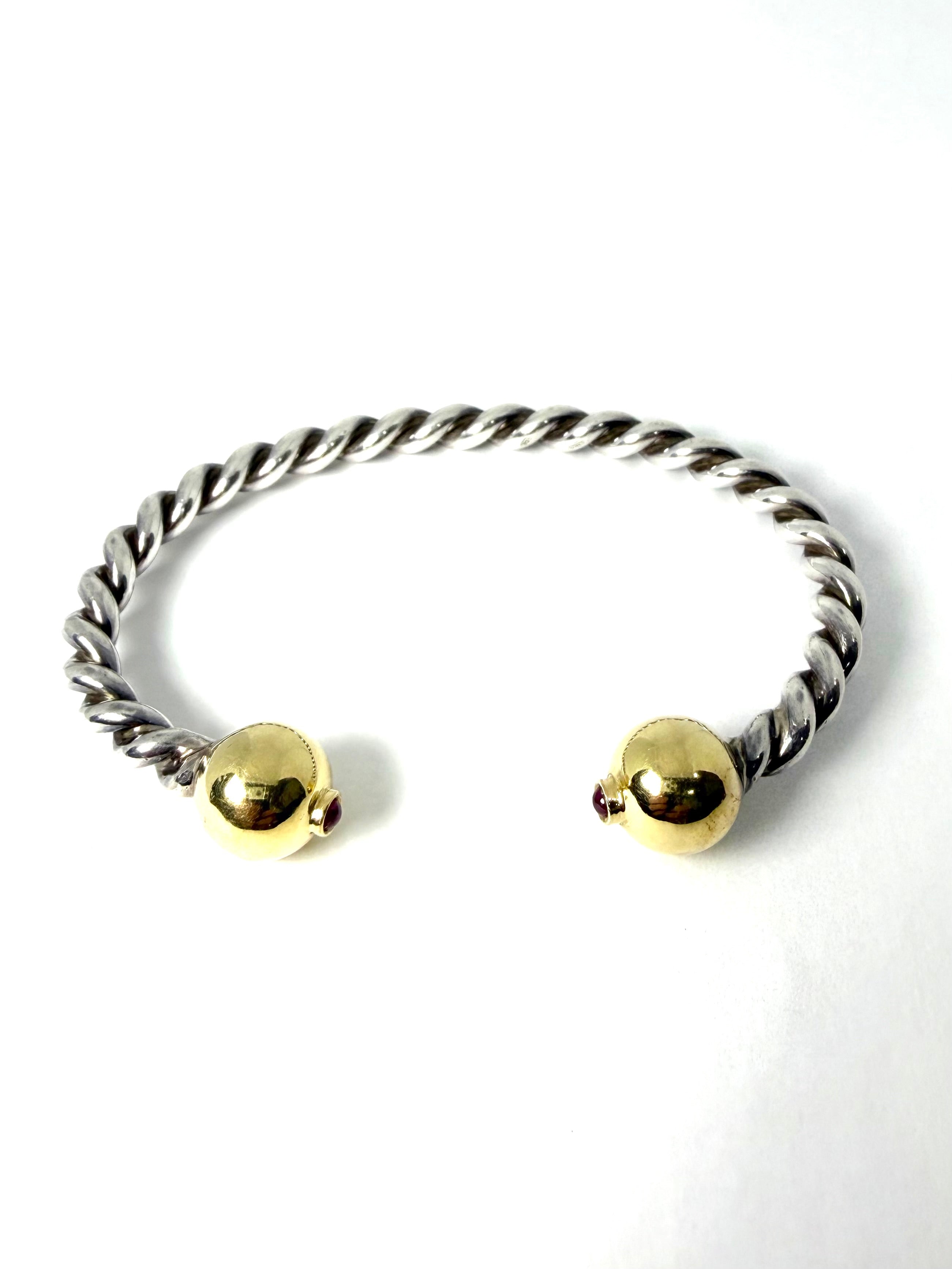 Designer silver torq bangle