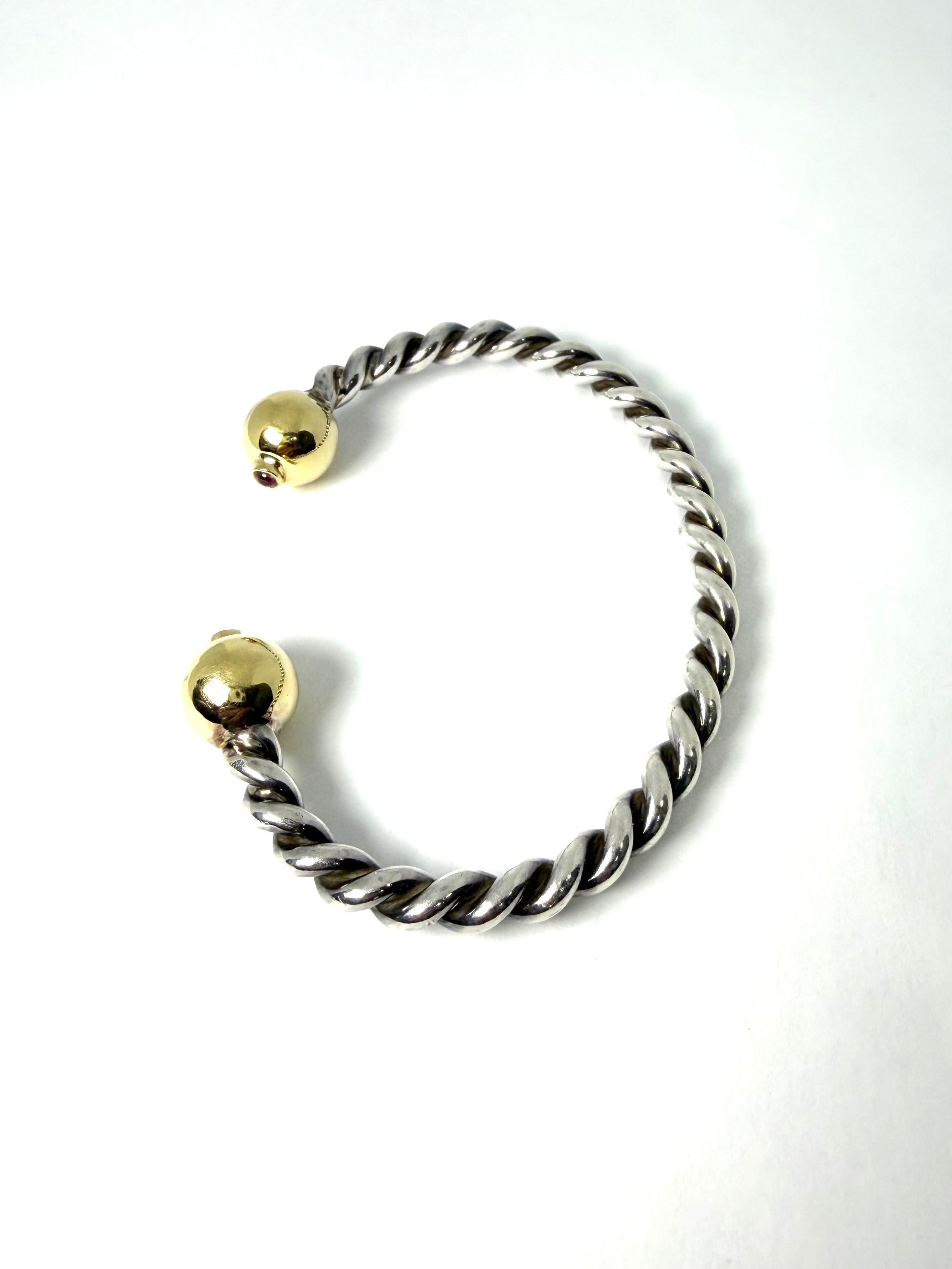 Designer silver torq bangle