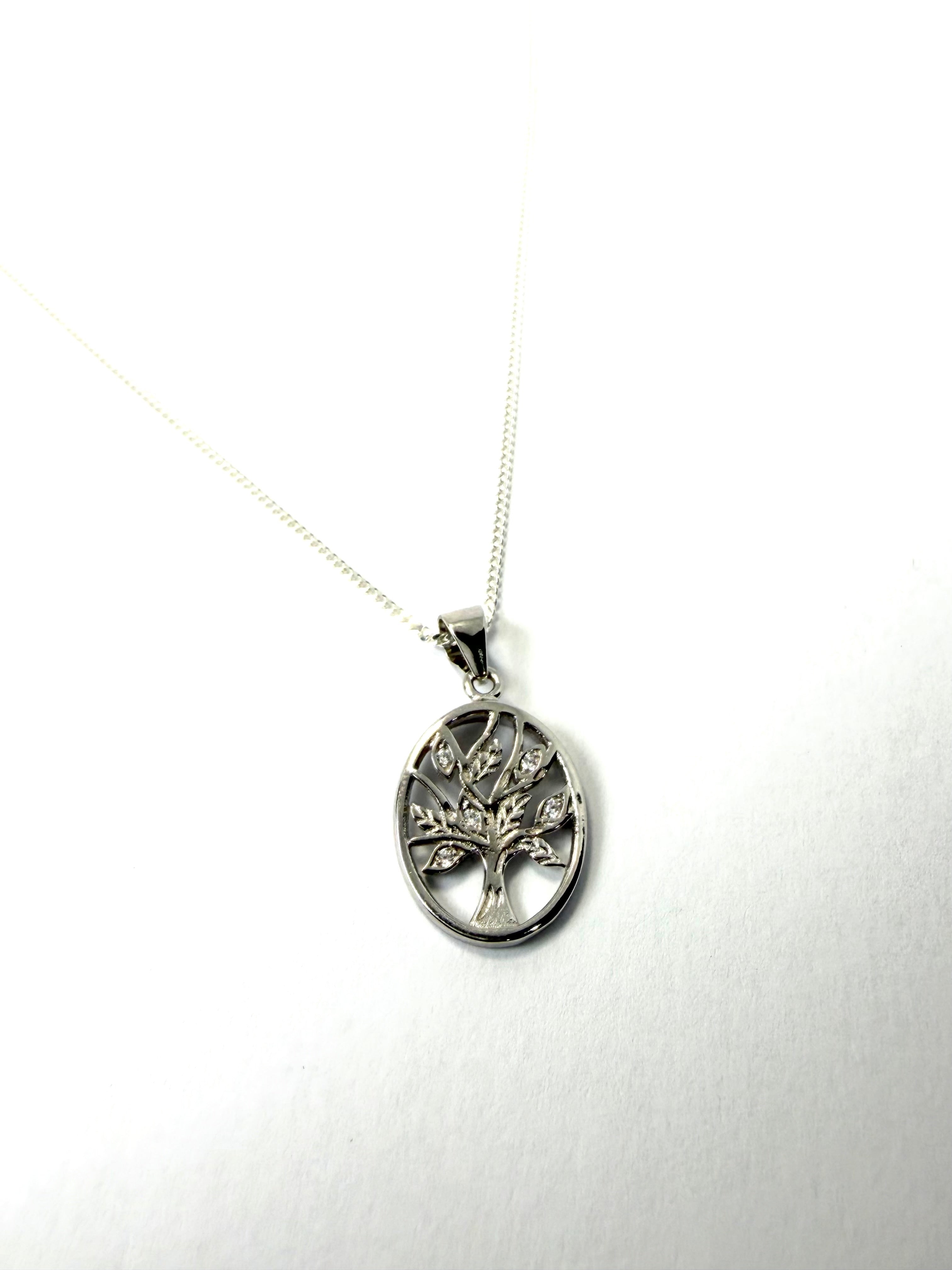 Silver tree of life pendant and necklace