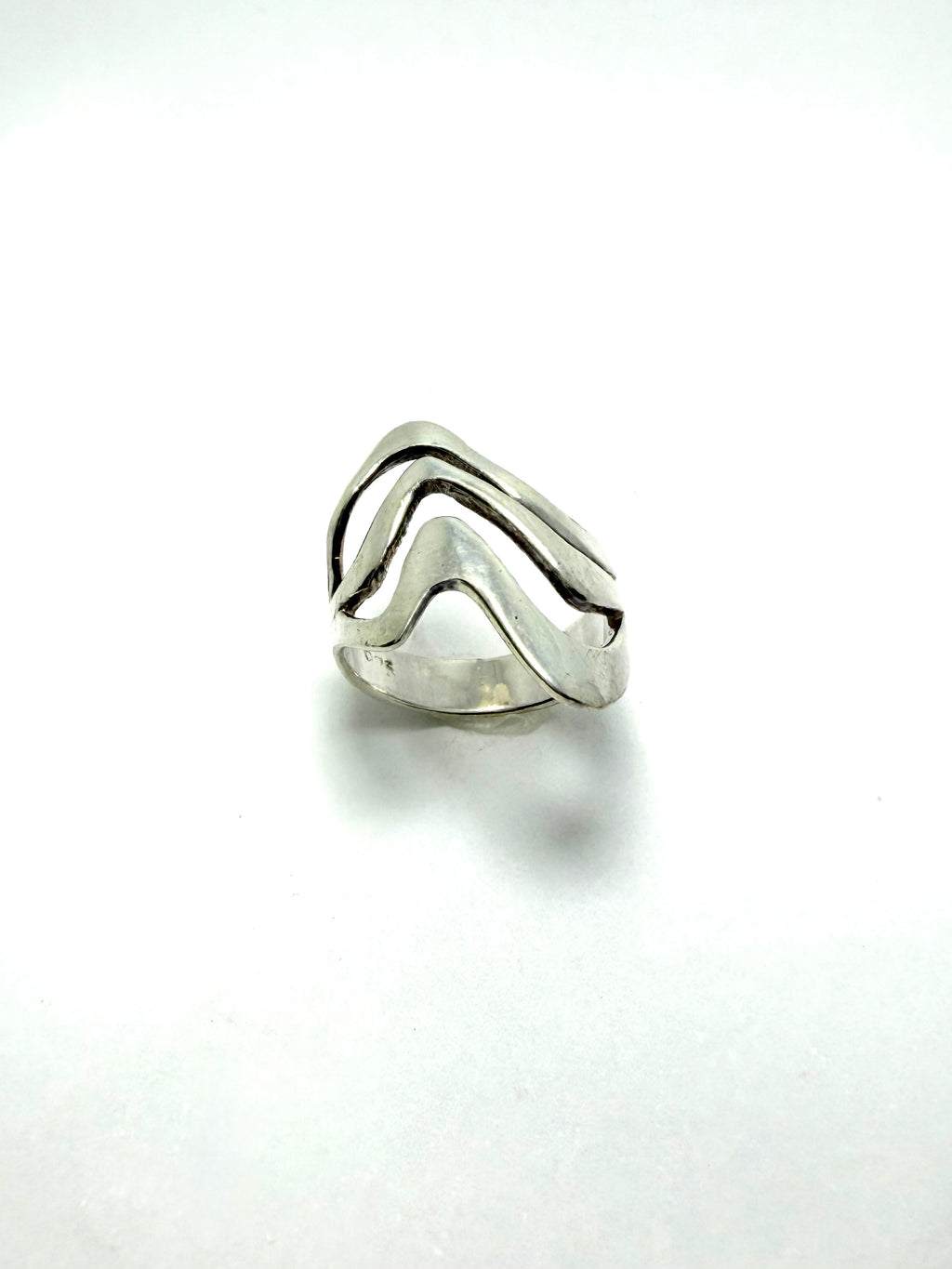 Silver modernist wave ring