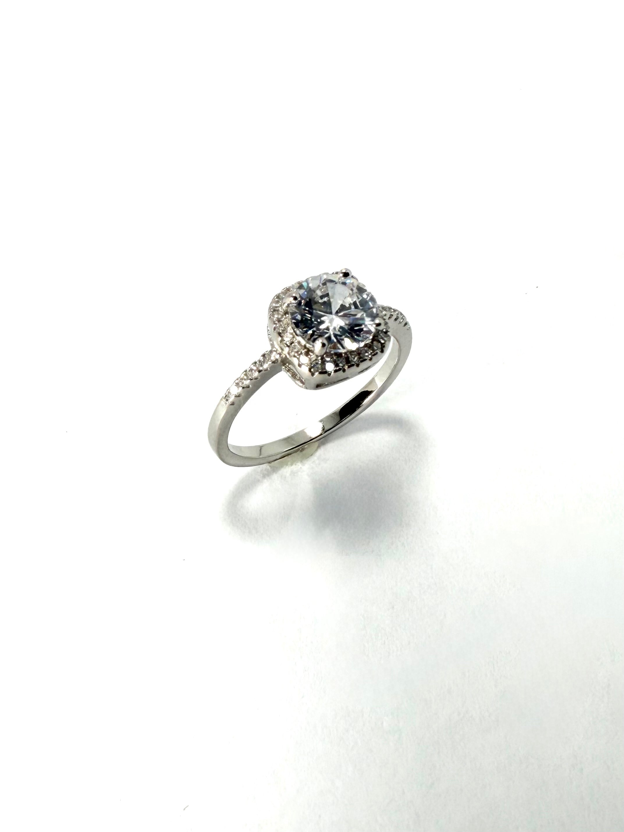 Silver cubic zirconia halo ring