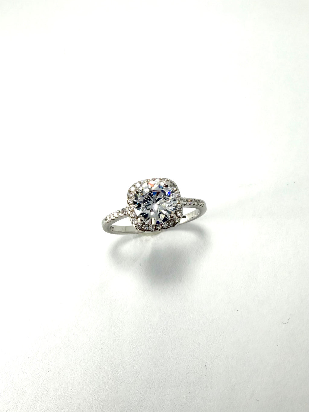 Silver cubic zirconia halo ring