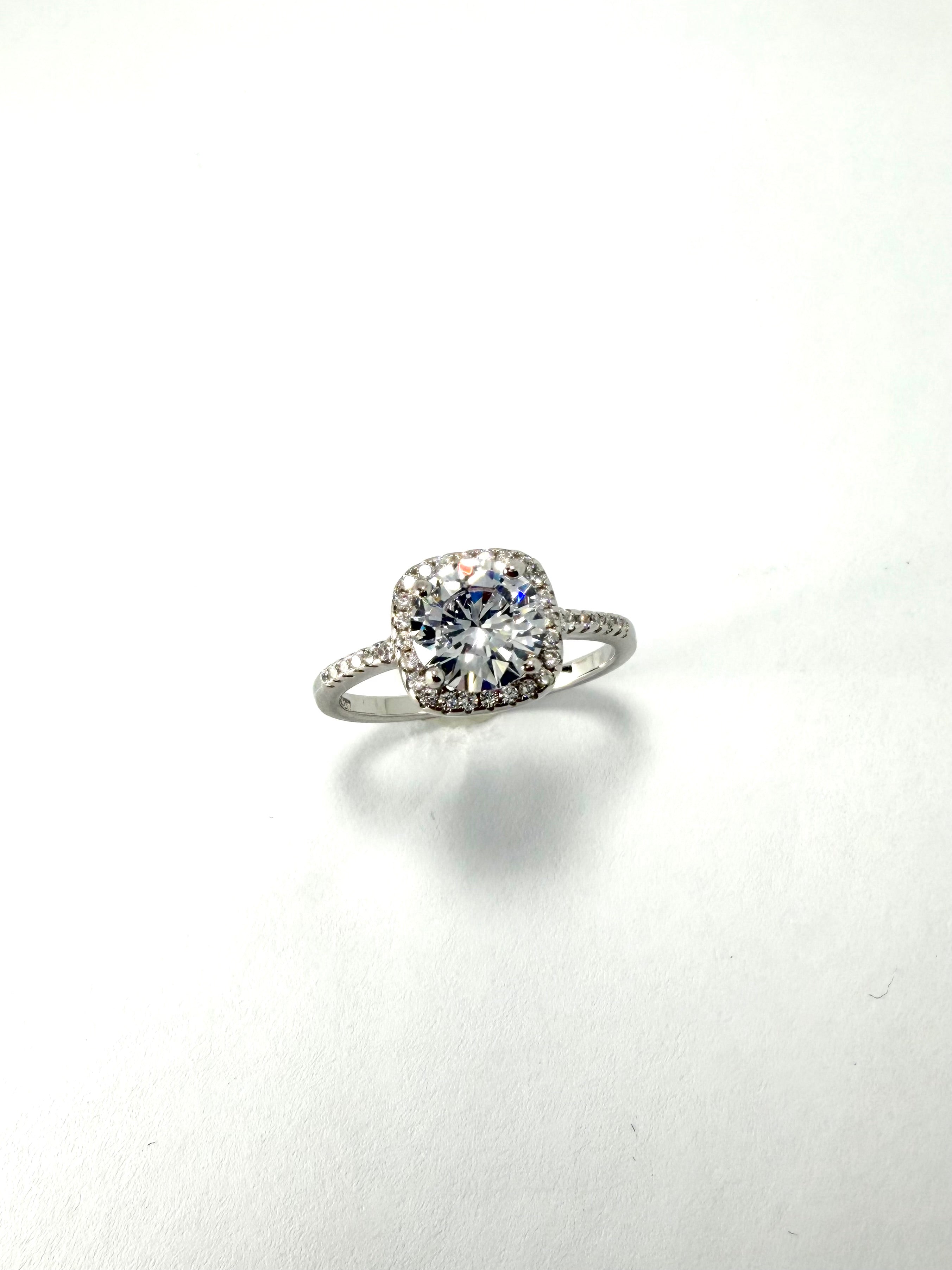 Silver cubic zirconia halo ring